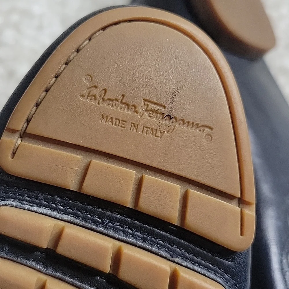 Salvatore ferragamo Ganachi navy leather driving loafers/shoes size 7 - Picture 12 of 16